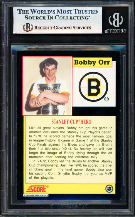 Bobby Orr Autographed 1991 Score Card Boston Bruins Beckett BAS #17830405