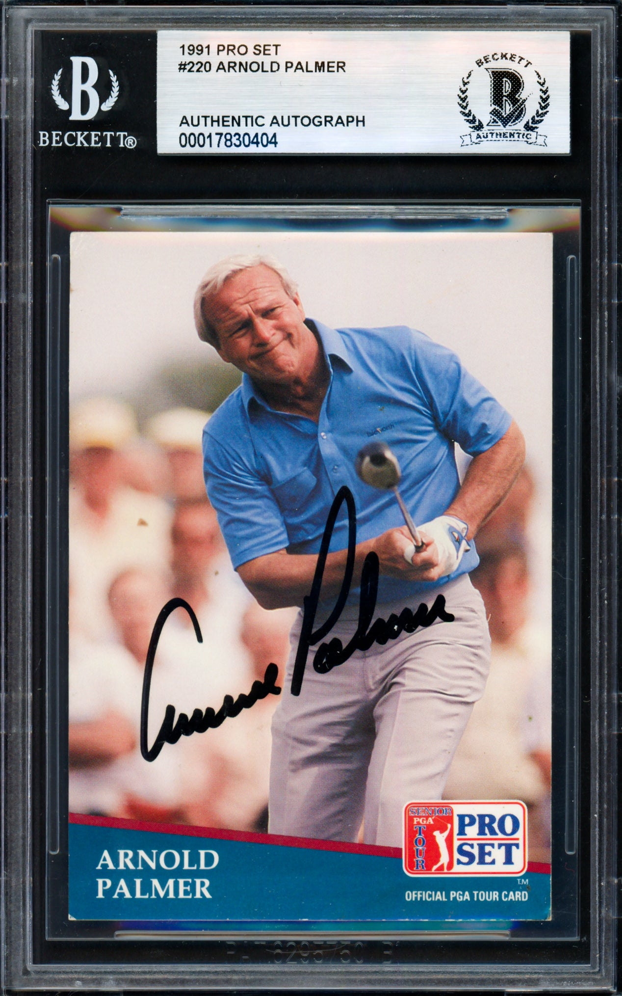 Arnold Palmer Autographed 1991 Pro Set Card #220 Beckett BAS #17830404
