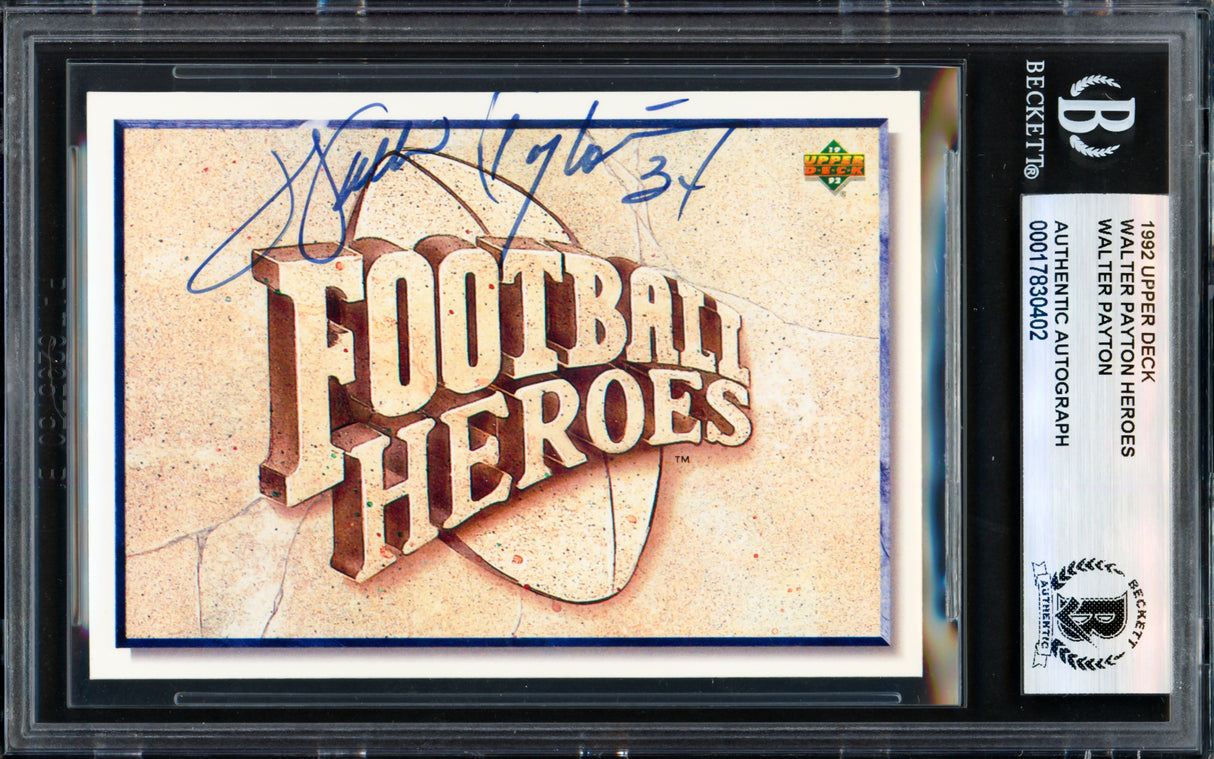 Walter Payton Autographed 1992 Upper Deck Legends Card Chicago Bears Beckett BAS #17830402
