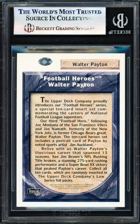 Walter Payton Autographed 1992 Upper Deck Legends Card Chicago Bears Beckett BAS #17830402