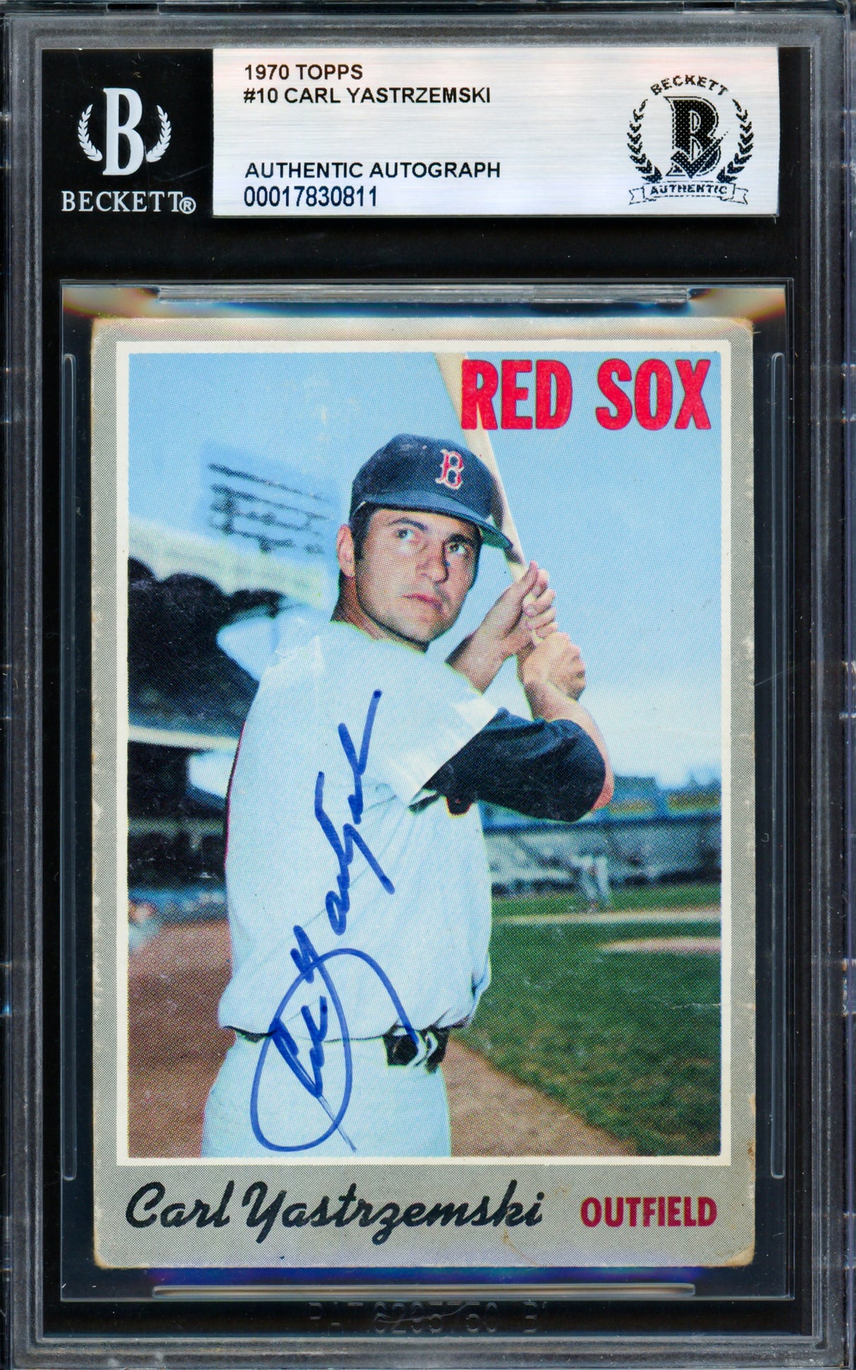 Carl Yastrzemski Autographed 1970 Topps Card #10 Boston Red Sox Beckett BAS #17830811