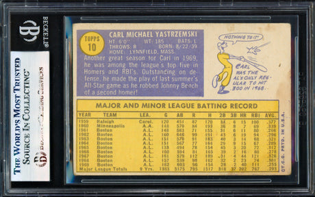 Carl Yastrzemski Autographed 1970 Topps Card #10 Boston Red Sox Beckett BAS #17830811