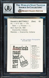 Don Mattingly Autographed 1981 Arby's Rookie Card Nashville Sounds Auto Grade Gem Mint 10 Beckett BAS #17830090
