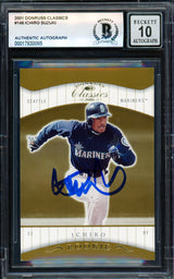 Ichiro Suzuki Autographed 2001 Donruss Classics Rookie Card #146 Seattle Mariners Auto Grade Gem Mint 10 #451/585 Beckett BAS #17830085