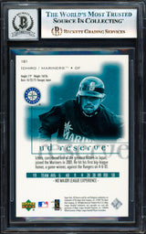 Ichiro Suzuki Autographed 2001 UD Reserve Rookie Card #181 Seattle Mariners Auto Grade Gem Mint 10 Beckett BAS #17830083