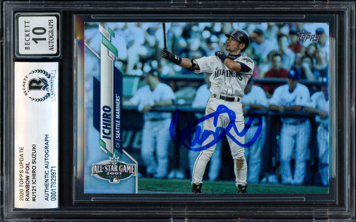 Ichiro Suzuki Autographed 2020 Topps Update Ranbow Foil 2001 All Star Card #U121 Seattle Mariners Auto Grade Gem Mint 10 Beckett BAS #17829971