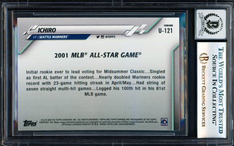 Ichiro Suzuki Autographed 2020 Topps Update Sapphire 2001 All Star Card #U121 Seattle Mariners Auto Grade Gem Mint 10 Beckett BAS #17829972