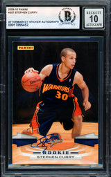Stephen Curry Autographed 2009-10 Panini Card #307 Golden State Warriors Auto Grade Gem Mint 10 Beckett BAS #17855452