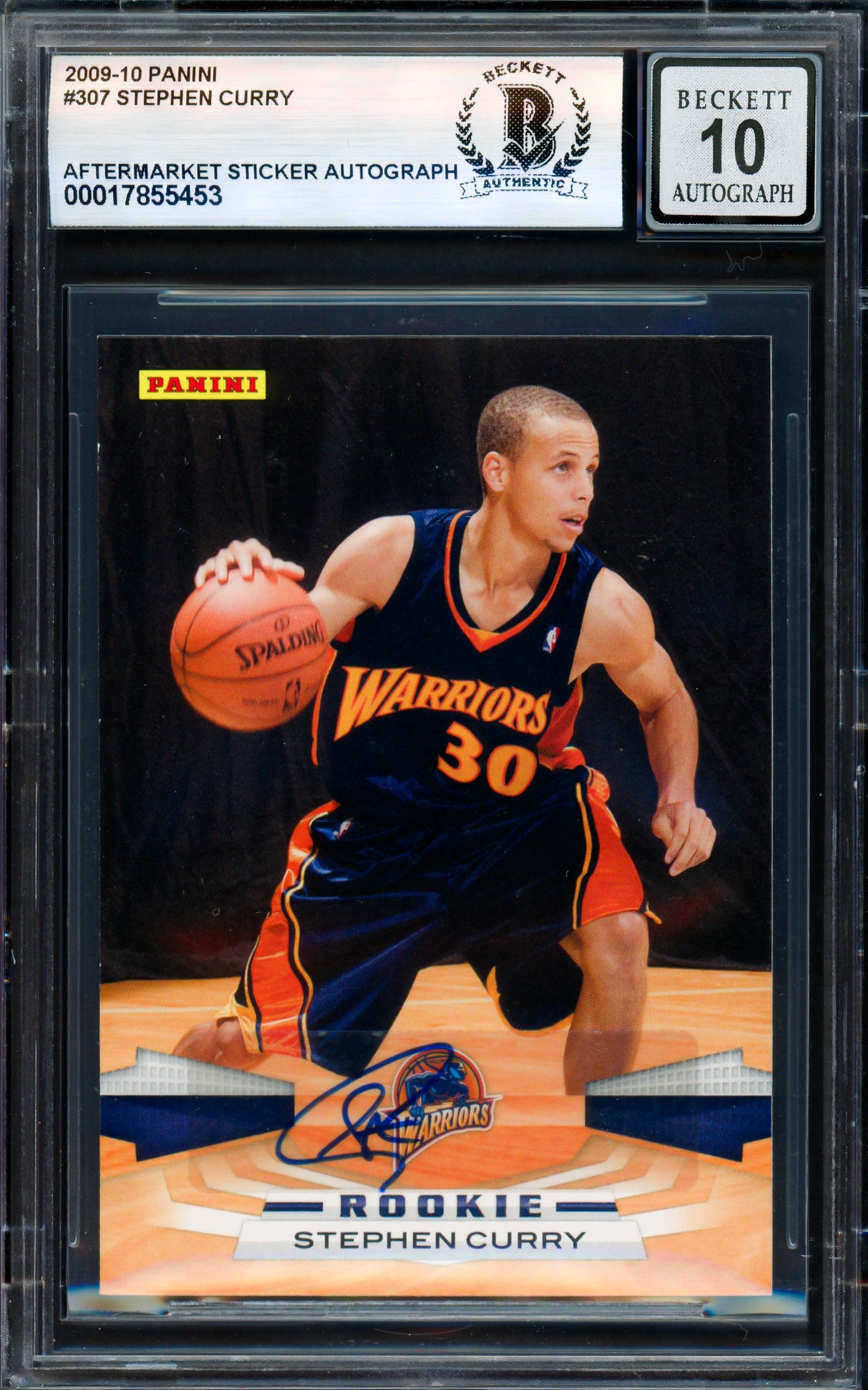Stephen Curry Autographed 2009-10 Panini Card #307 Golden State Warriors Auto Grade Gem Mint 10 Beckett BAS #17855453