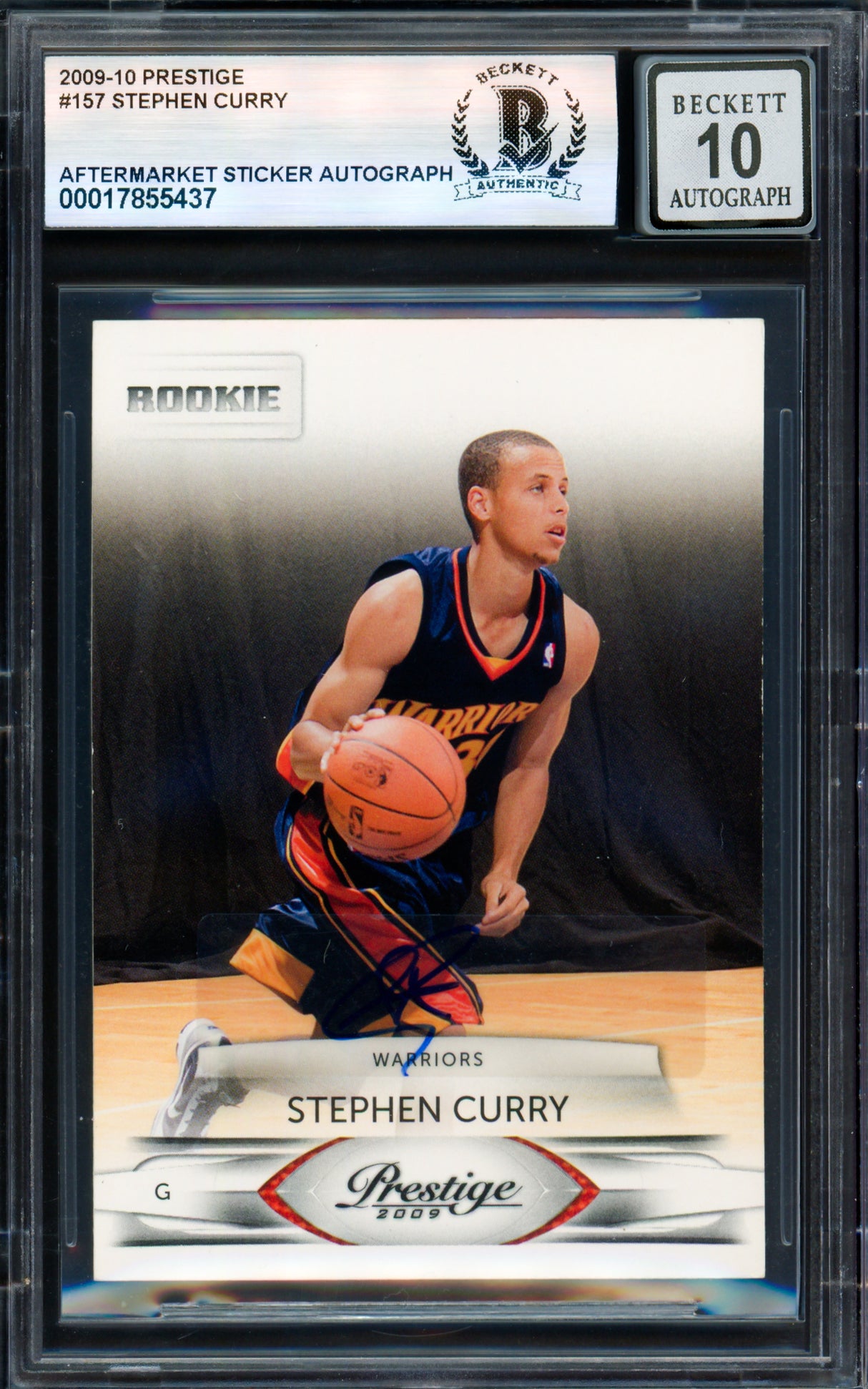 Stephen Curry Autographed 2009-10 Panini Prestige Card #157 Golden State Warriors Auto Grade Gem Mint 10 Beckett BAS #17855437