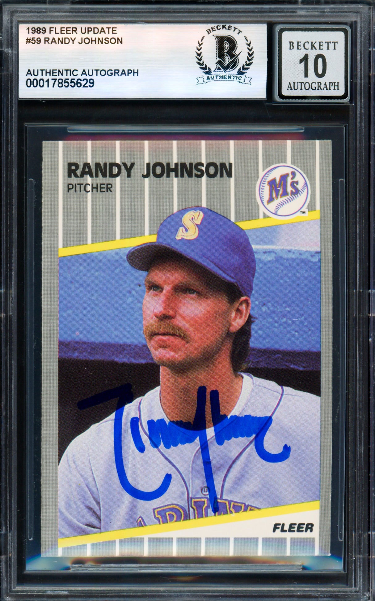 Randy Johnson Autographed 1989 Fleer Update Card #U-59 Seattle Mariners Auto Grade Gem Mint 10 Beckett BAS #17855629