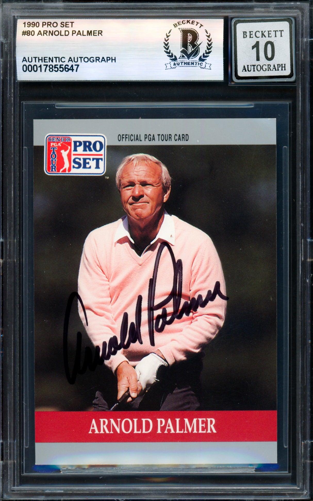 Arnold Palmer Autographed 1990 Pro Set Card #80 Auto Grade Gem Mint 10 Beckett BAS #17855647