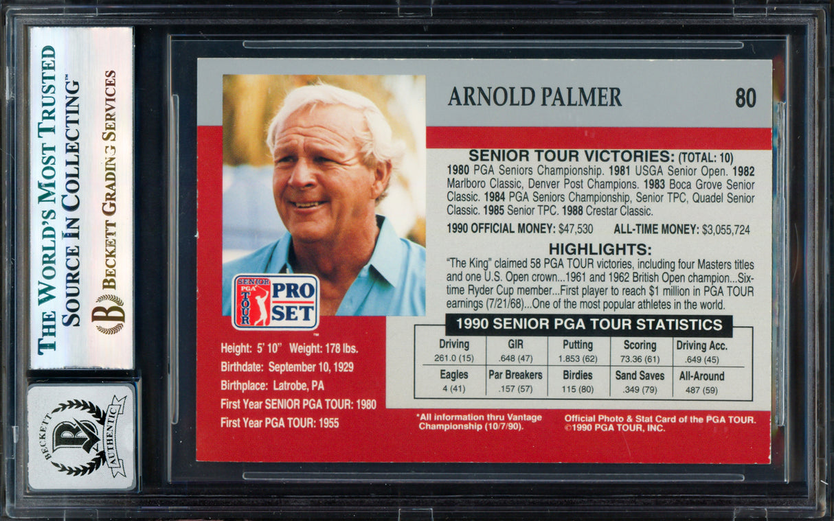 Arnold Palmer Autographed 1990 Pro Set Card #80 Auto Grade Gem Mint 10 Beckett BAS #17855647