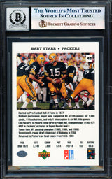 Bart Starr Autographed 1991 Upper Deck Domino's Card #42 Green Bay Packers Auto Grade Gem Mint 10 Beckett BAS #17855894