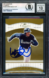 Ichiro Suzuki Autographed 2001 Donruss Classics Card #146 Seattle Mariners Auto Grade Gem Mint 10 #533/585 Beckett BAS #17855935