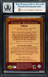 Ichiro Suzuki Autographed 2001 SP Game Bat Milestone Piece of Action Card #91 Seattle Mariners Auto Grade Gem Mint 10 #338/500 Beckett BAS #17855983