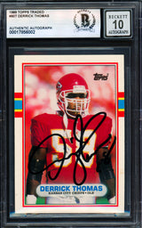 Derrick Thomas Autographed 1989 Topps Traded Card #90T Kansas City Chiefs Auto Grade Gem Mint 10 Beckett BAS #17856002