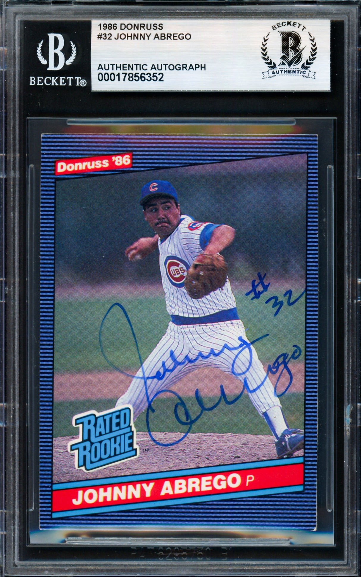 Johnny Abrego Autographed 1986 Donruss Rookie Card #32 Chicago Cubs Beckett BAS #17856352