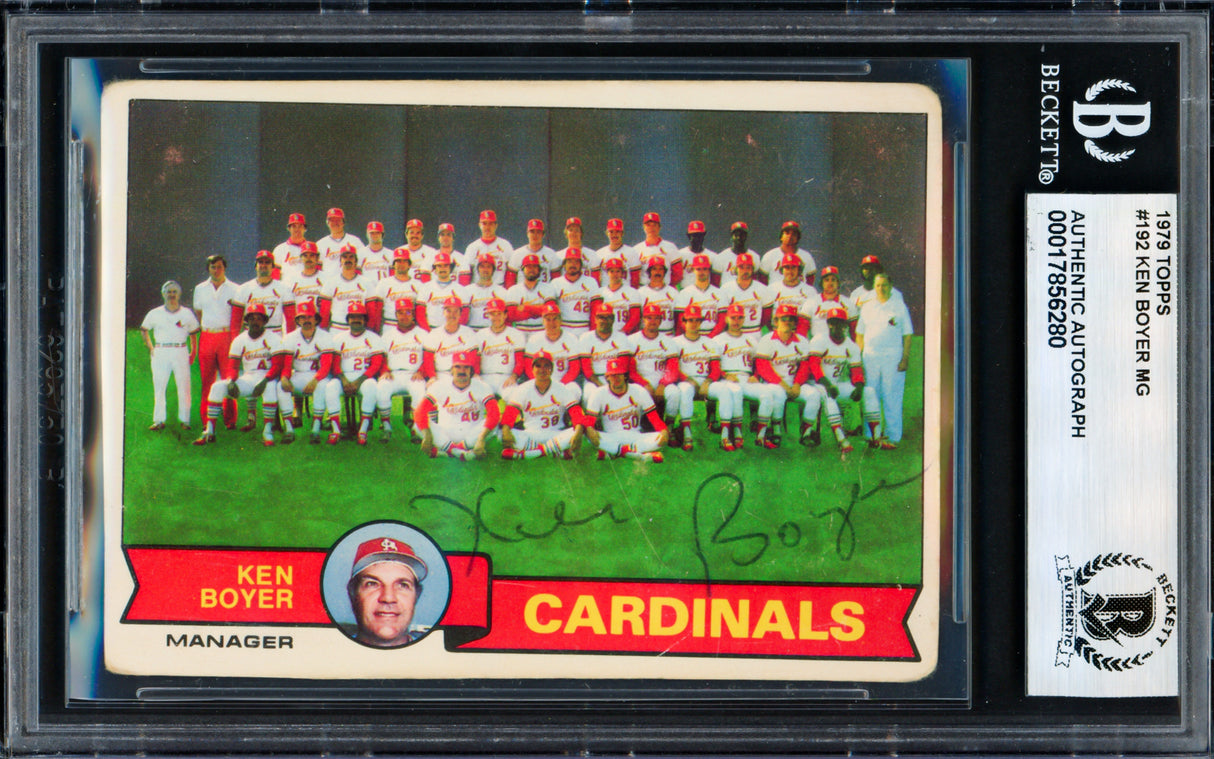 Ken Boyer Autographed 1979 O Pee Chee Card #192 St. Louis Cardinals Beckett BAS #17856280