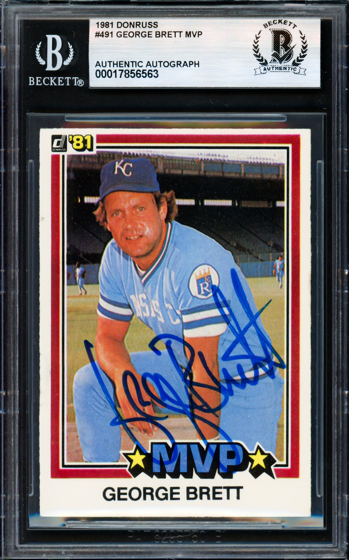 George Brett Autographed 1981 Donruss Card #491 Kansas City Royals Beckett BAS #17856563