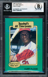 Curt Flood Autographed 1987 Hygrade Baseball's All Time Greats Card St. Louis Cardinals Beckett BAS #17856300