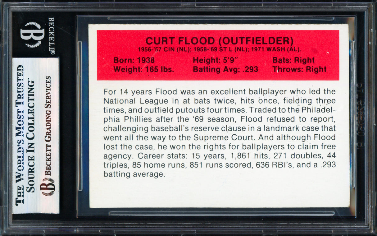 Curt Flood Autographed 1987 Hygrade Baseball's All Time Greats Card St. Louis Cardinals Beckett BAS #17856300