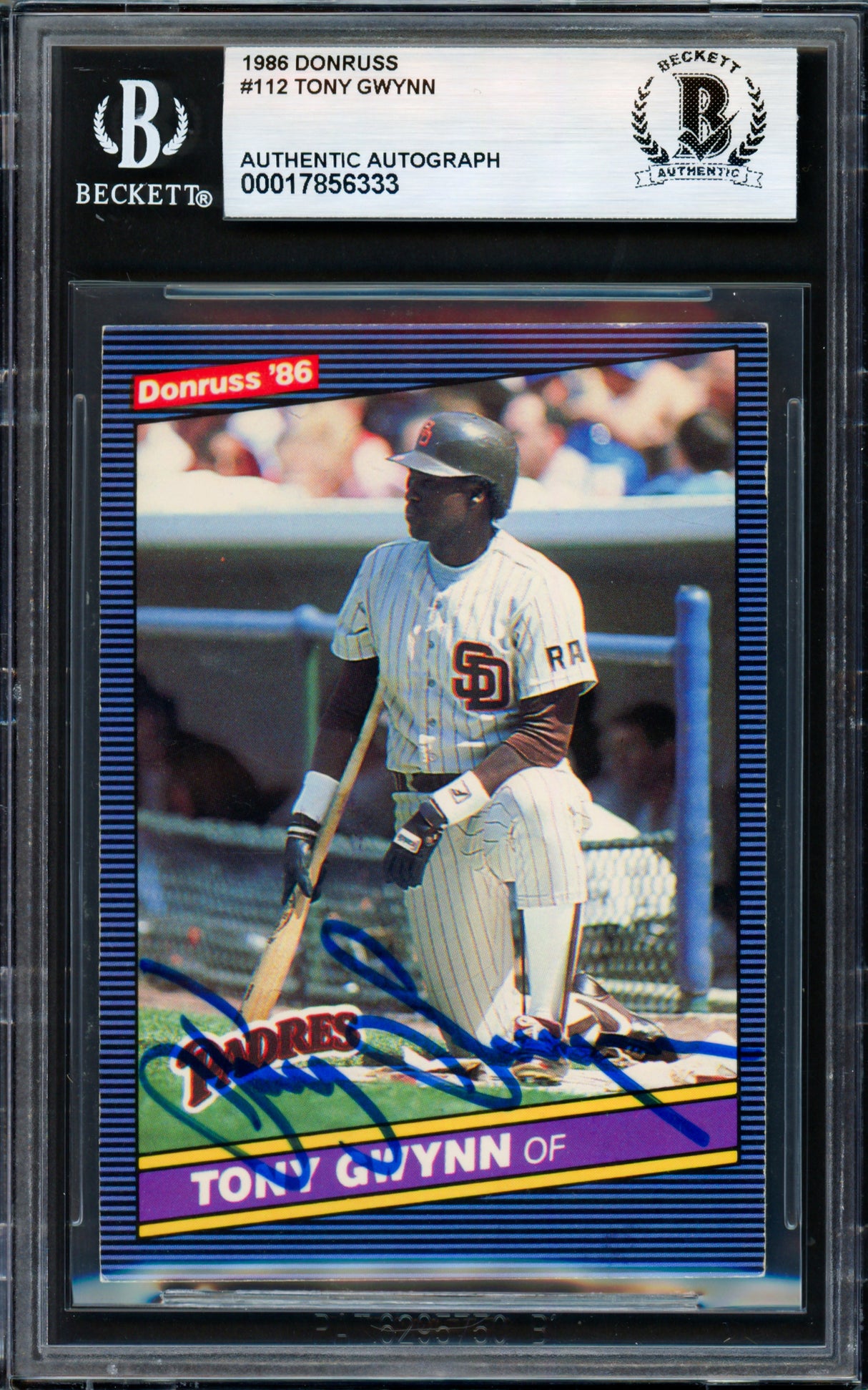 Tony Gwynn Autographed 1986 Donruss Card #112 San Diego Padres Beckett BAS #17856333