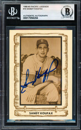 Sandy Koufax Autographed 1980 Pacific Card #10 Los Angeles Dodgers Beckett BAS #17856284