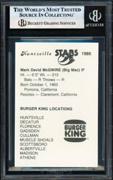 Mark McGwire Autographed 1986 Huntsville Stars Rookie Card #33 Oakland A's Beckett BAS #17856401