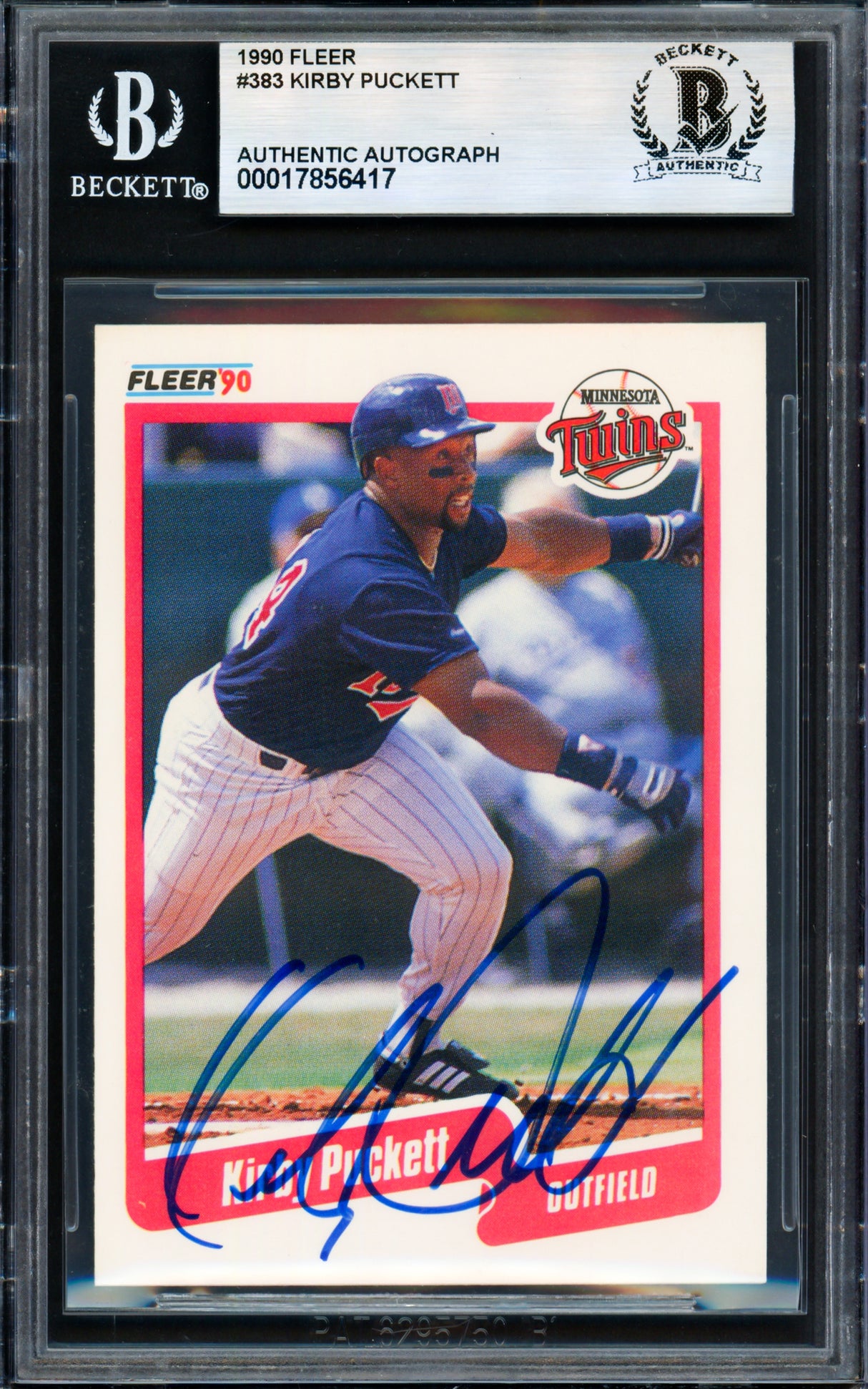 Kirby Puckett Autographed 1990 Fleer Card #383 Minnesota Twins Beckett BAS #17856417