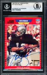 Ken Stabler Autographed 1989 Pro Set Card #18 Oakland Raiders Beckett BAS #17856506