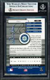 Ichiro Suzuki Autographed 2001 Donruss Elite Rookie Card #195 Seattle Mariners #377/1000 Beckett BAS #17856523