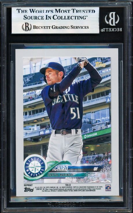 Ichiro Suzuki Autographed 2021 Topps 70 Rookie Reprint Card #TDH-23 Seattle Mariners Beckett BAS #17856527