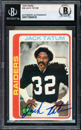 Jack Tatum Autographed 1978 Topps Card #28 Oakland Raiders Beckett BAS #17856535