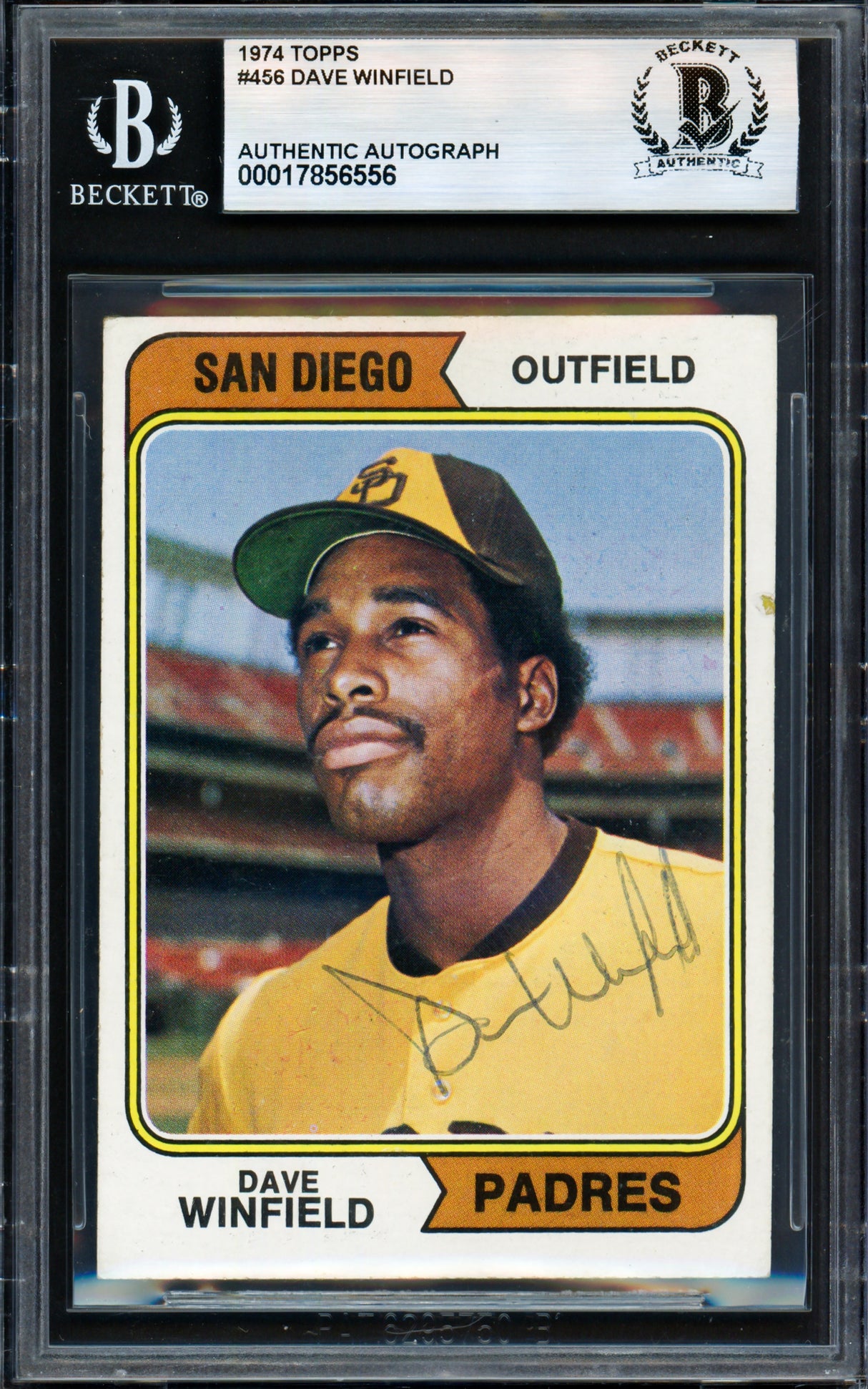 Dave Winfield Autographed 1974 Topps Card #456 San Diego Padres Beckett BAS #17856556