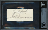 Ted Williams Autographed 2x4 Cut Signature Boston Red Sox "Good Luck" Beckett BAS #17401587
