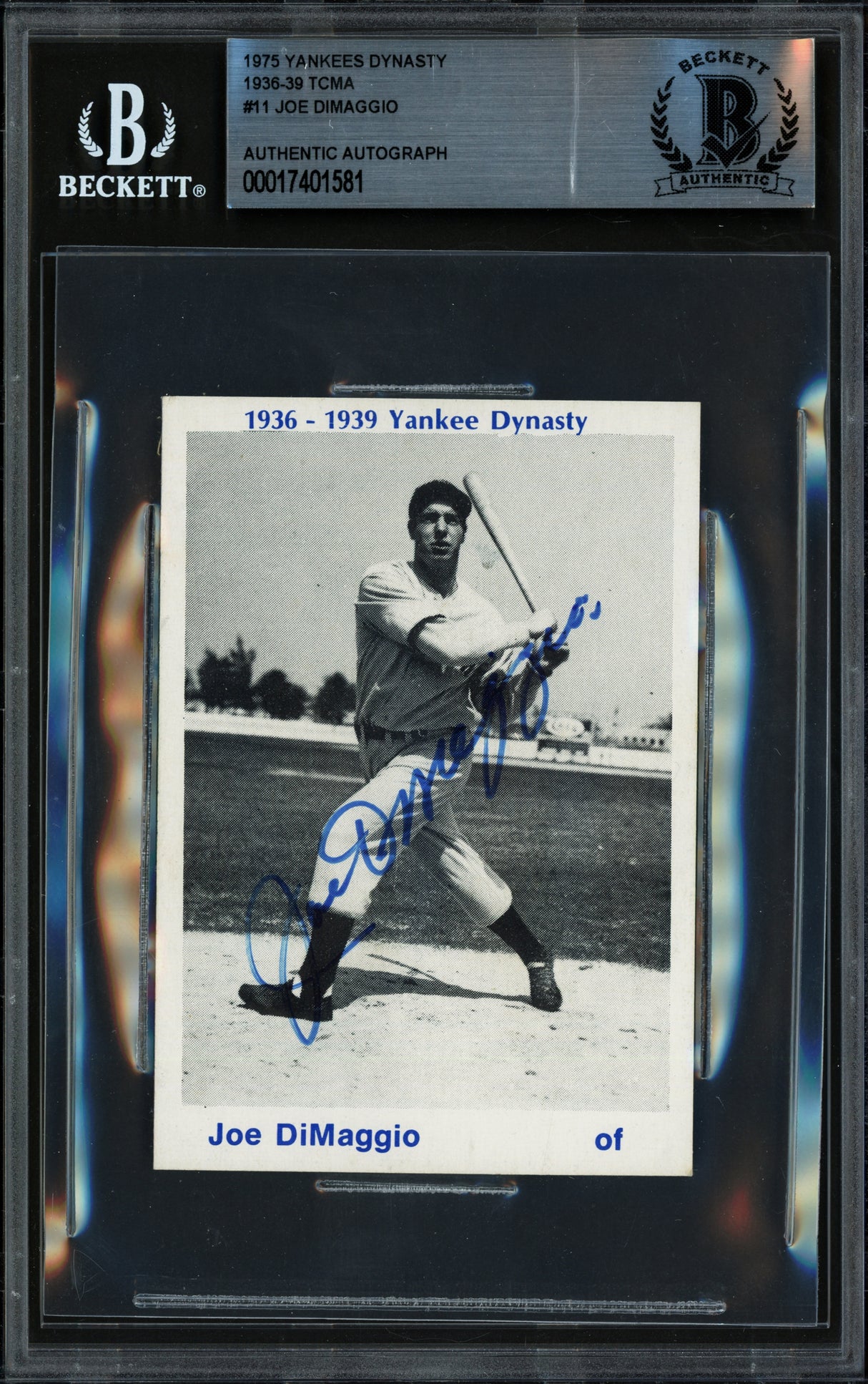 Joe DiMaggio Autographed 1974 36-'39 Yankee Dynasty TCMA Card New York Yankees Beckett BAS #17401581