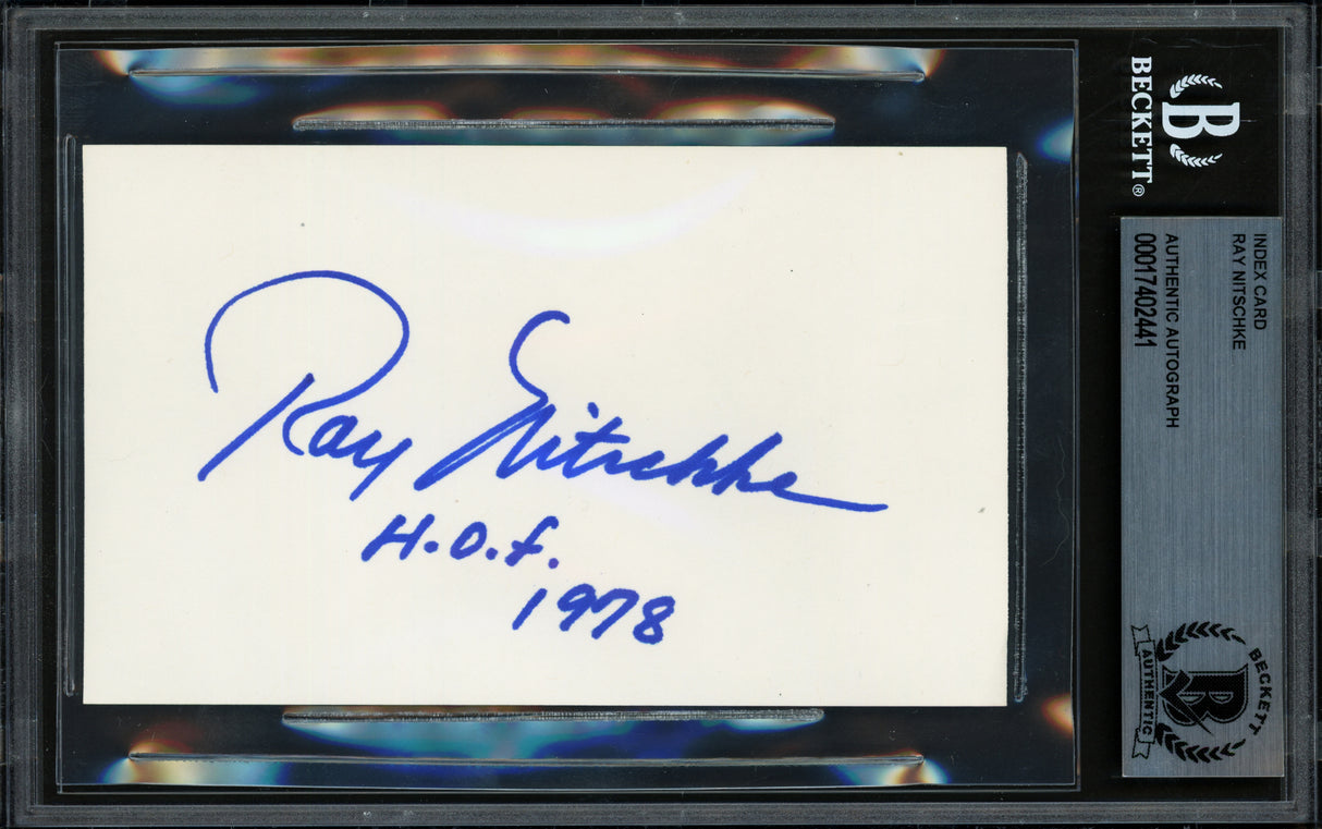 Ray Nitschke Autographed 3x5 Index Card Green Bay Packers "HOF 1978" Beckett BAS #17402441