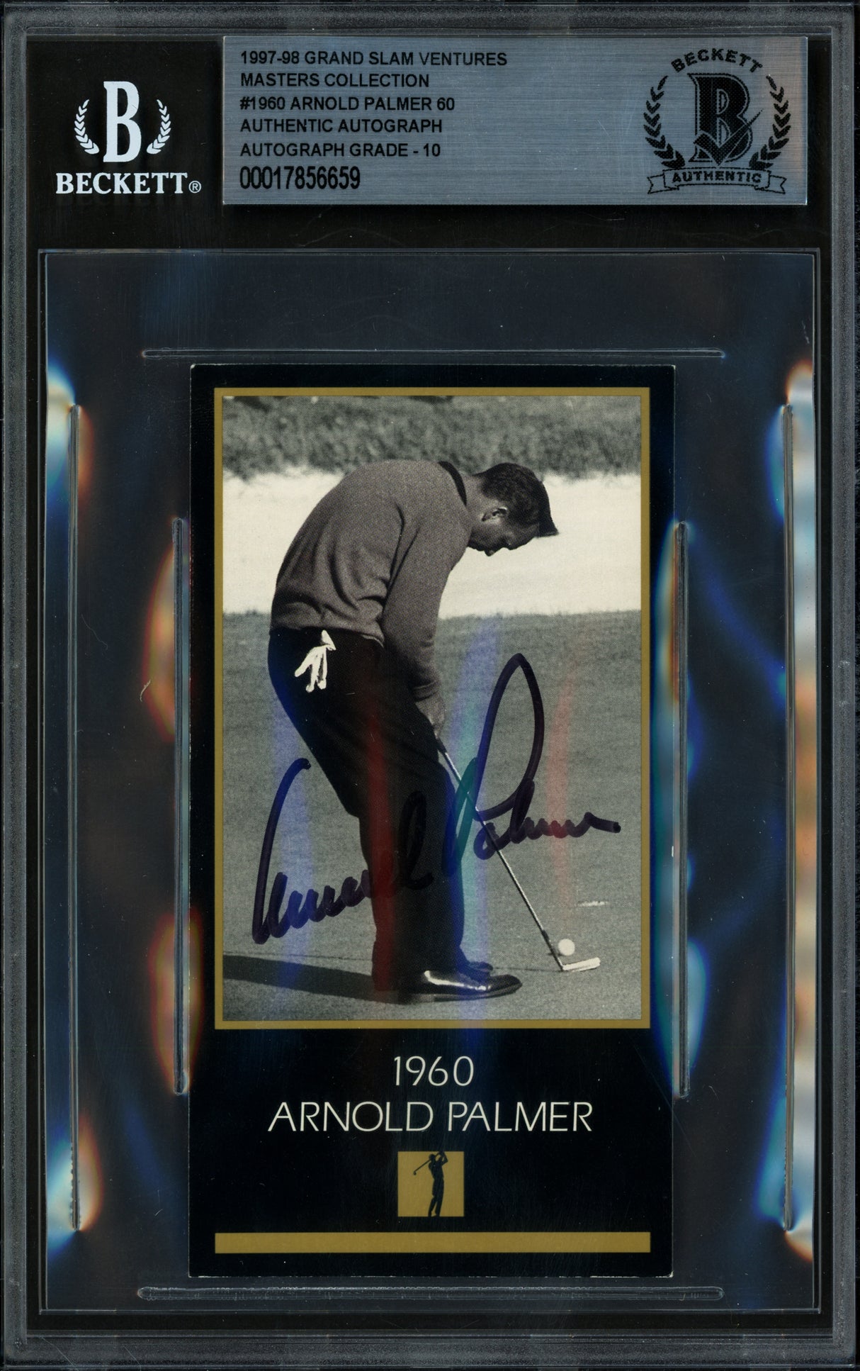 Arnold Palmer Autographed 1993 1993 Grand Slam Ventures Masters Card Auto Grade Gem Mint 10 Beckett BAS #17856659