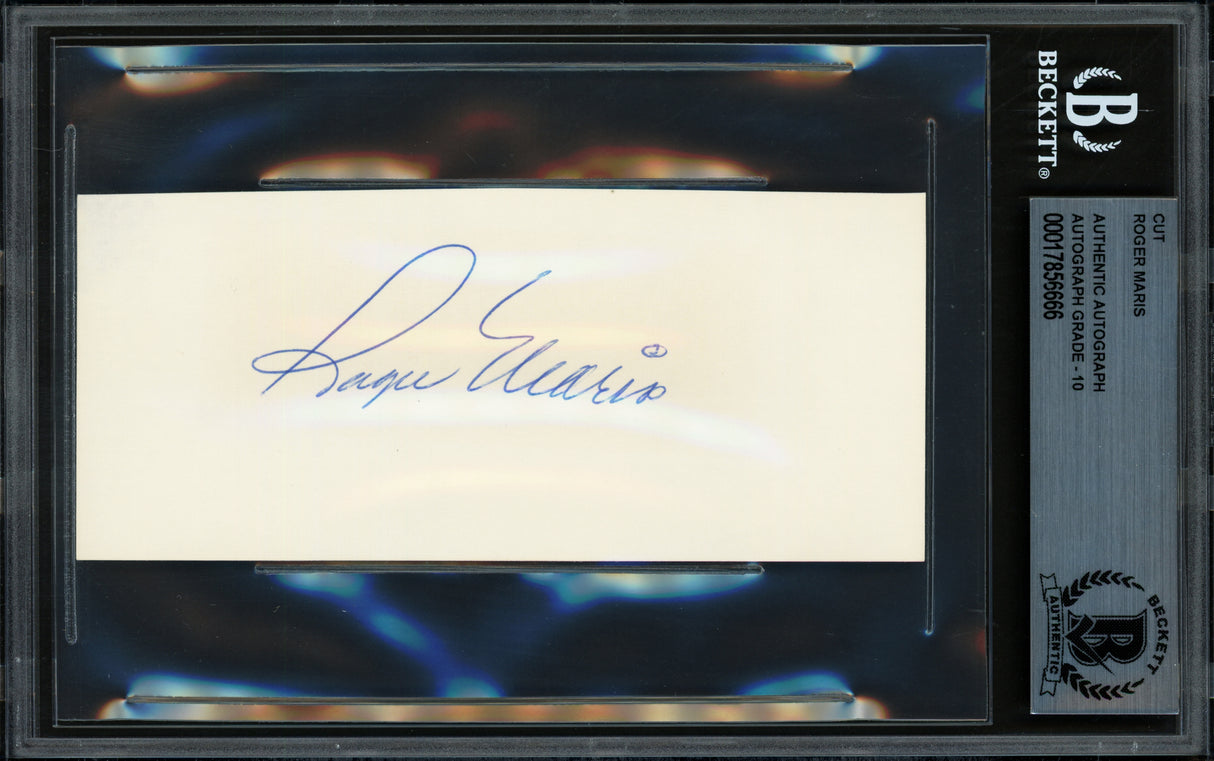 Roger Maris Autographed 2x5 Index Card New York Yankees Auto Grade Gem Mint 10 Beckett BAS #17856666