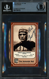 Red Grange Autographed 1975 Fleer Card #4 Chicago Bears Beckett BAS #17856723
