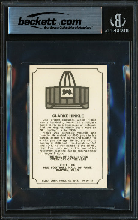 Clarke Hinkle Autographed 1975 Fleer Card #10 Green Bay Packers Beckett BAS #17856751