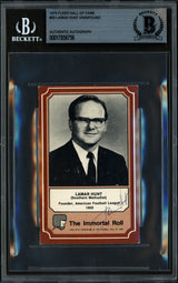 Lamar Hunt Autographed 1975 Fleer Card #30 Kansas City Chiefs Beckett BAS #17856756
