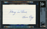 Leon Day Autographed 3x5 Index Card Negro Leagues "Hang in there" Beckett BAS #17856791