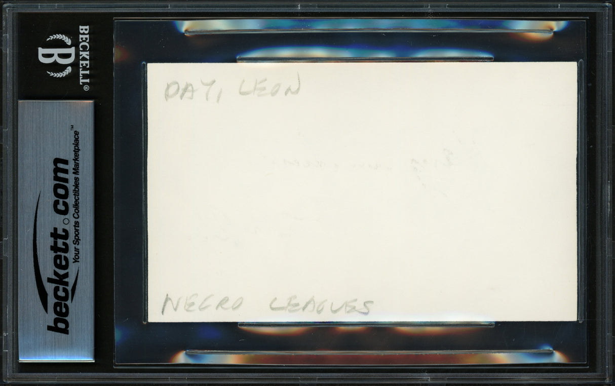 Leon Day Autographed 3x5 Index Card Negro Leagues "Hang in there" Beckett BAS #17856791