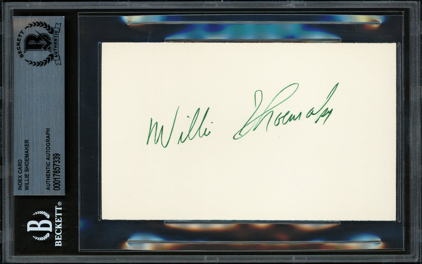 Willie Shoemaker Autographed 3x5 Index Card Horse Jockey Beckett BAS #17857339