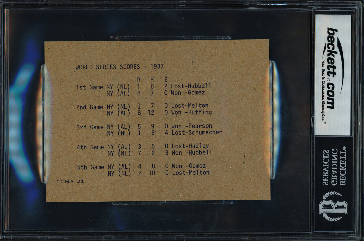 Joe DiMaggio Autographed 1974 36-'39 Yankee Dynasty TCMA Card New York Yankees Beckett BAS #17402024