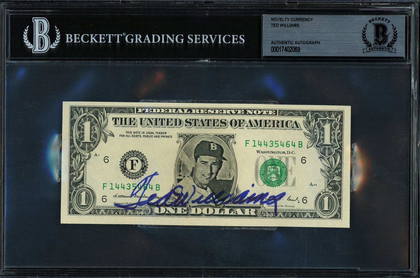 Ted Williams Autographed $1 Bill Currency Boston Red Sox Beckett BAS #17402069