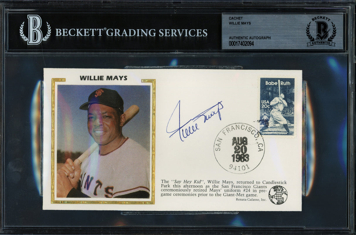 Willie Mays Autographed 1983 First Day Cover San Francisco Giants Beckett BAS #17402094