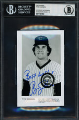 Ryne Sandberg Autographed 3.5x5.5 Photo Chicago Cubs Auto Grade Gem Mint 10 "Best Wishes" Vintage Signature Beckett BAS #17401893